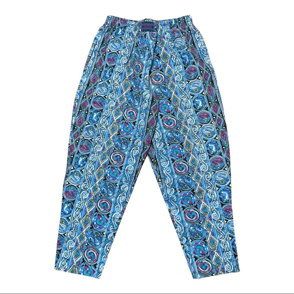 Vintage GITANO all over print pants women’s xl high waisted pink blue 80’s